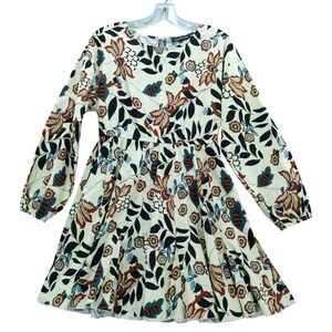 Jacquie the Label Floral‎ Print Long Sleeve Dress Cotton Pleated Flouncy Sz S
